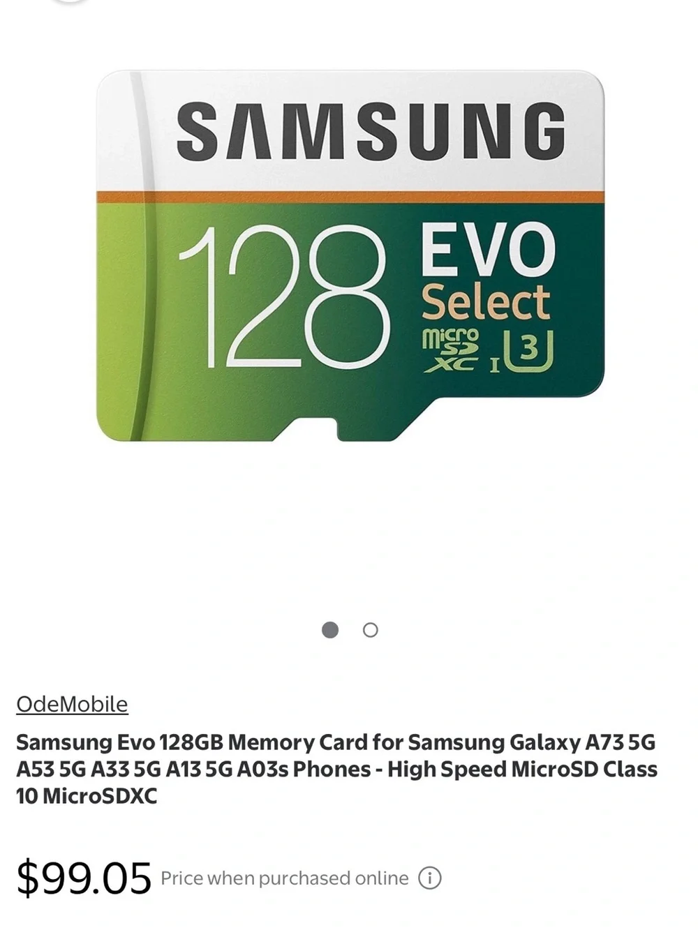 128GB Samsung Evo Select Memory Card